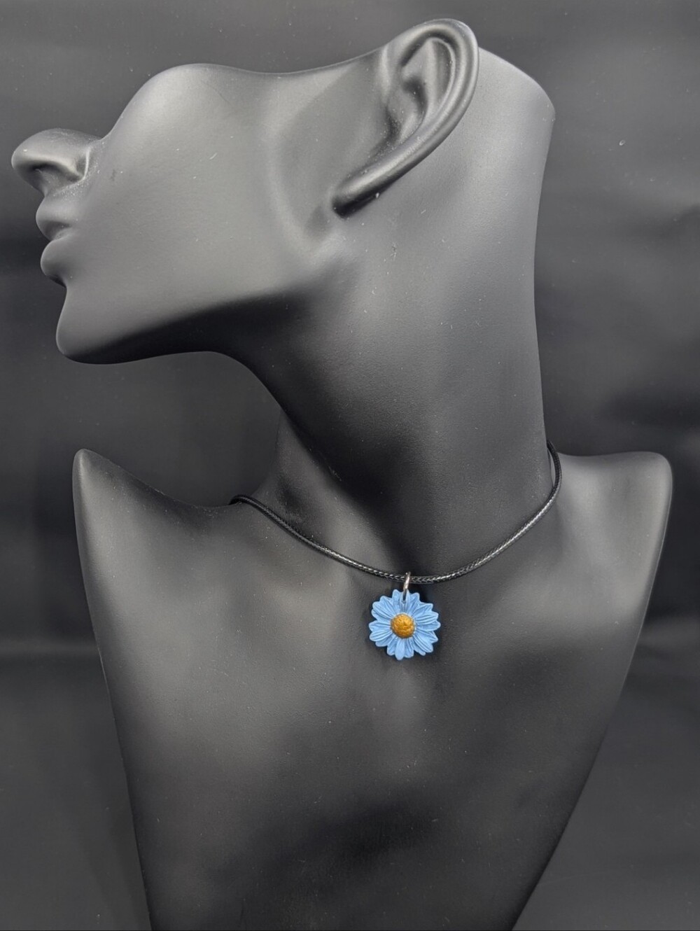 Blue Daisy Pendant Necklace